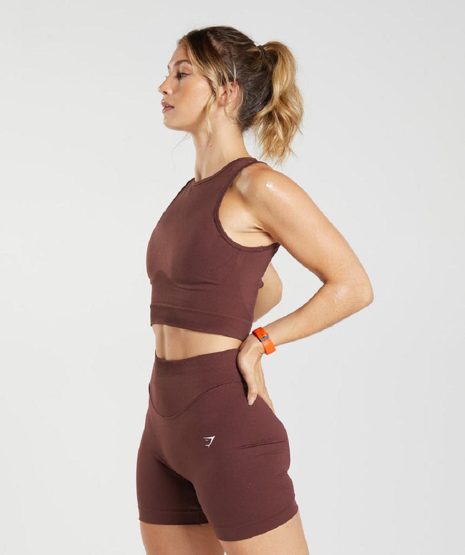 Gymshark Sweat Seamless Midi Ženske Majica Bez Rukava Bordo | HR 3199LIS